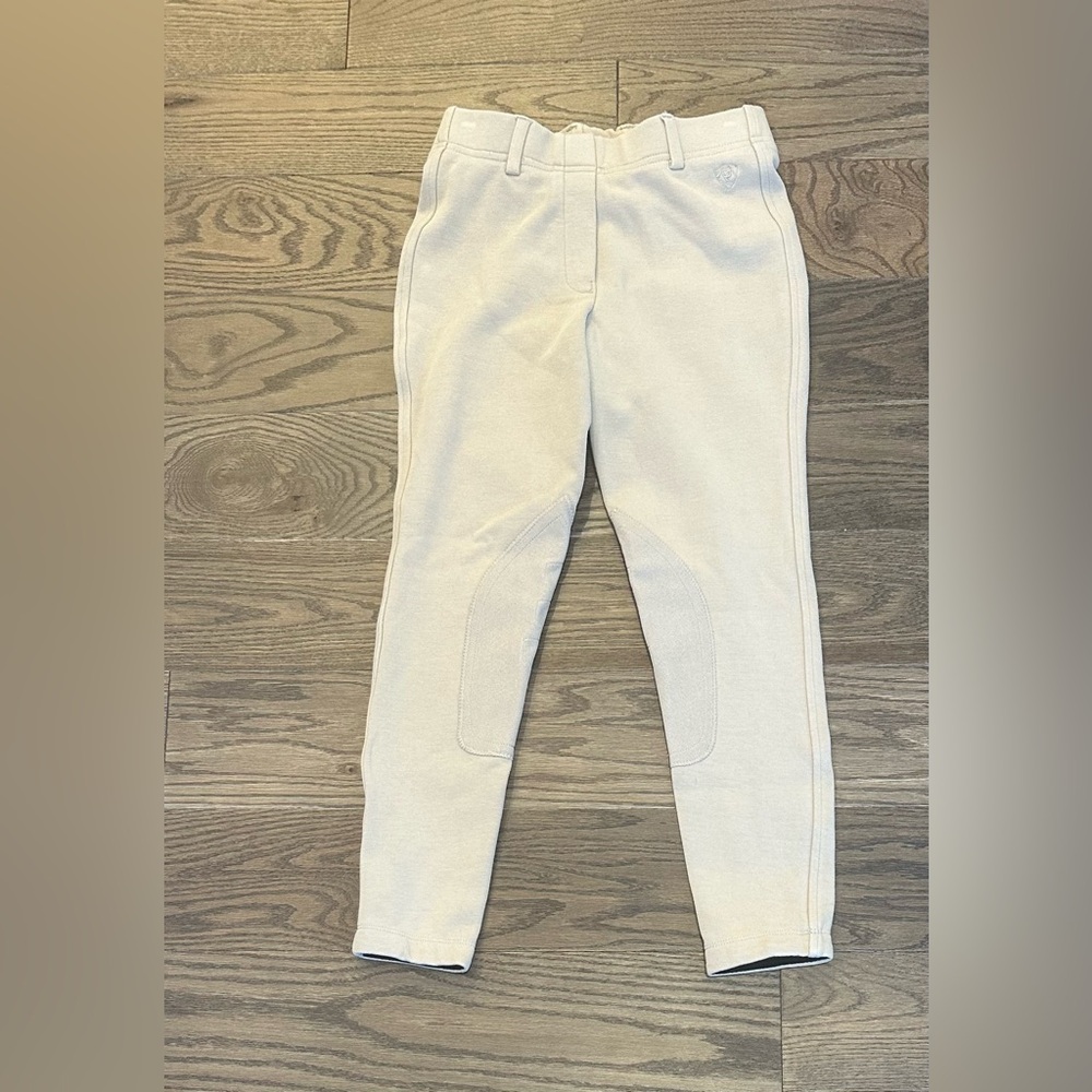 Ariat Youth Heritage Knit Pull On Knee Patch Breeches Tan Size 12